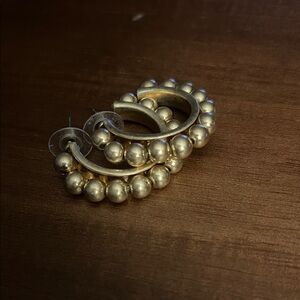 Elegant Gold Beaded Hoop Earrings